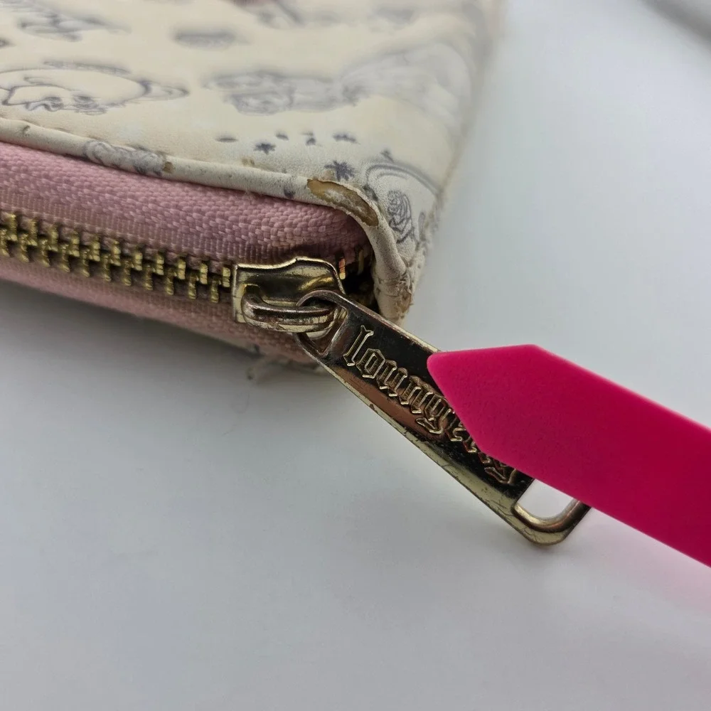 Loungefly Disney Beauty and the Beast Belle Zip Wallet Cream Pink Fair Tale READ